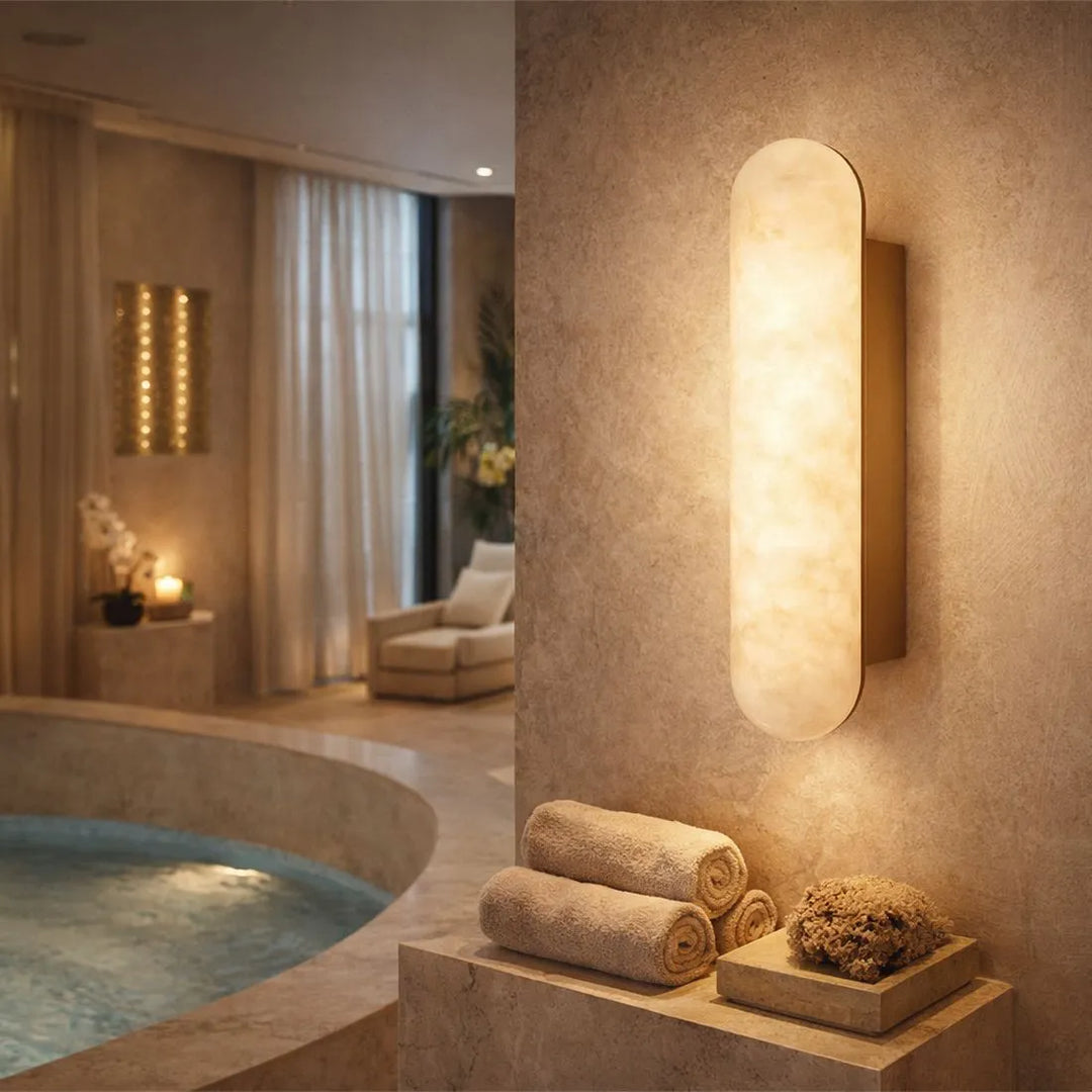 Alura Alabaster & Brushed Brass Wall Light