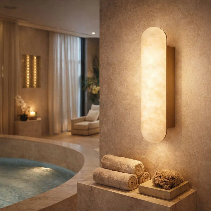 Alura Alabaster & Brushed Brass Wall Light