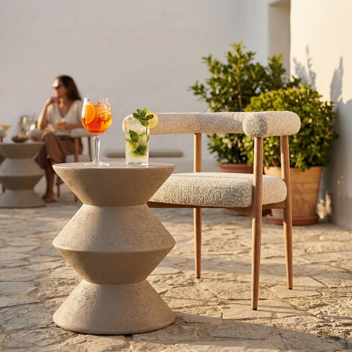 Zinda Side Table - Limestone