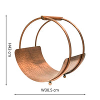 Ivyline Luxury Leather Handle Round Copper Log Holder