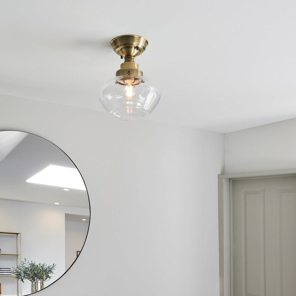 Endon Isabella Ceiling Light - Brass & Clear Glass