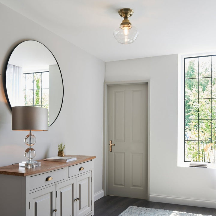 Endon Isabella Ceiling Light - Brass & Clear Glass