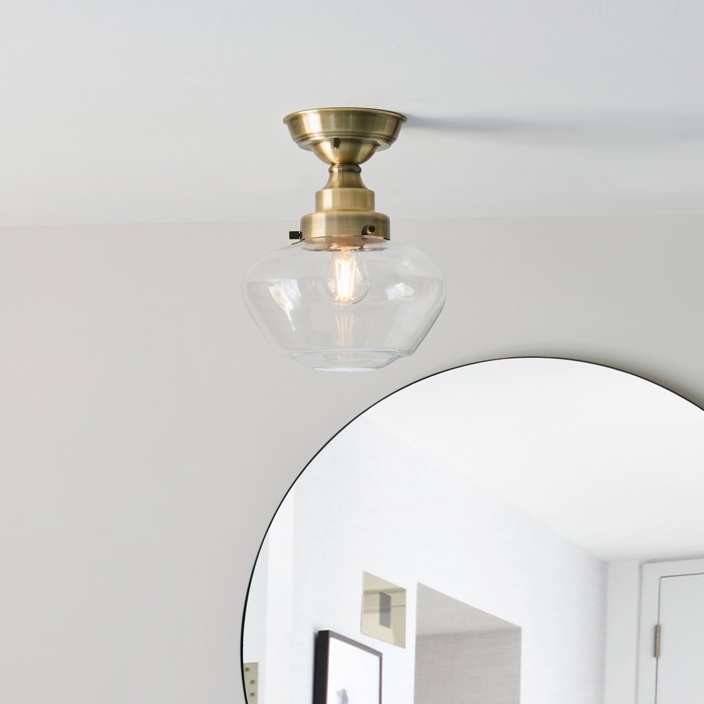 Endon Isabella Ceiling Light - Brass & Clear Glass