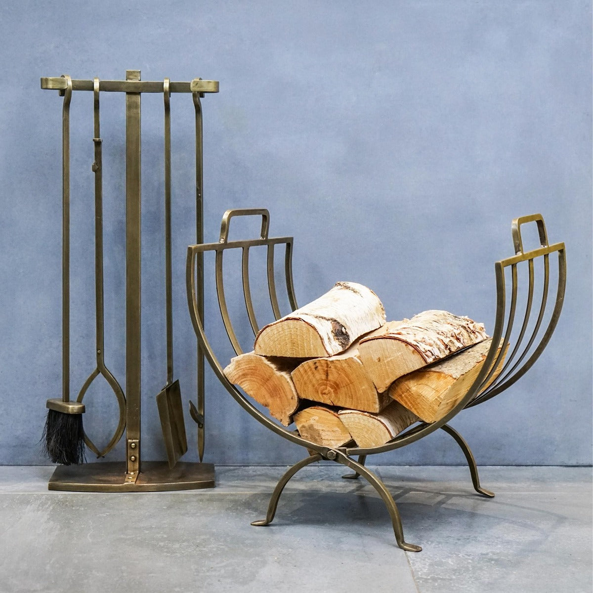 Ivyline Linear Log Basket in Brass