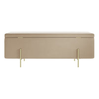 O&Co Zola Storage Ottoman in Beige Velvet & Brushed Gold