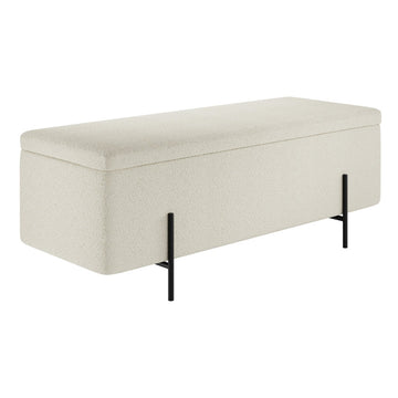 O&Co Zola Storage Ottoman in Ivory Boucle & Matte Black