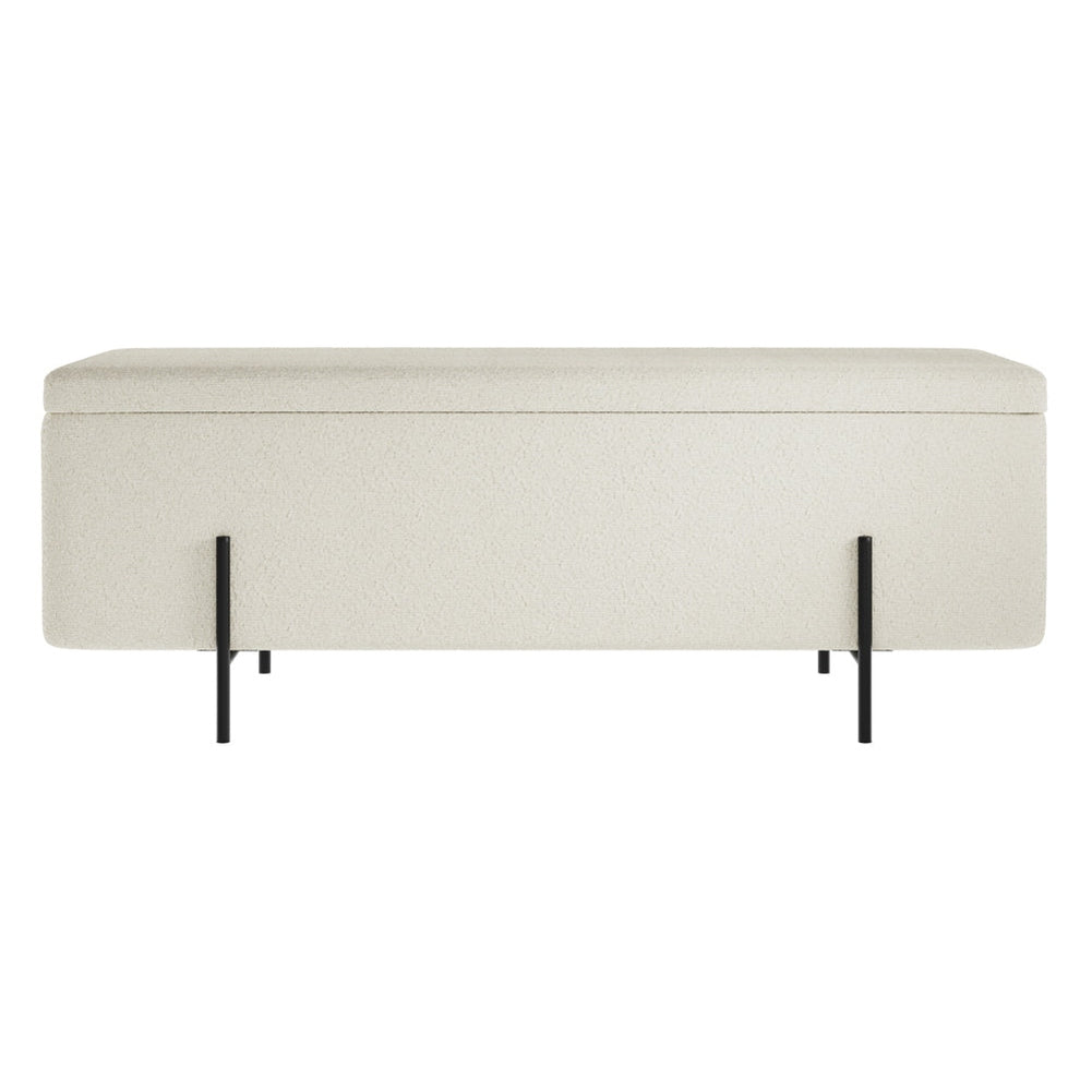 O&Co Zola Storage Ottoman in Ivory Boucle & Matte Black