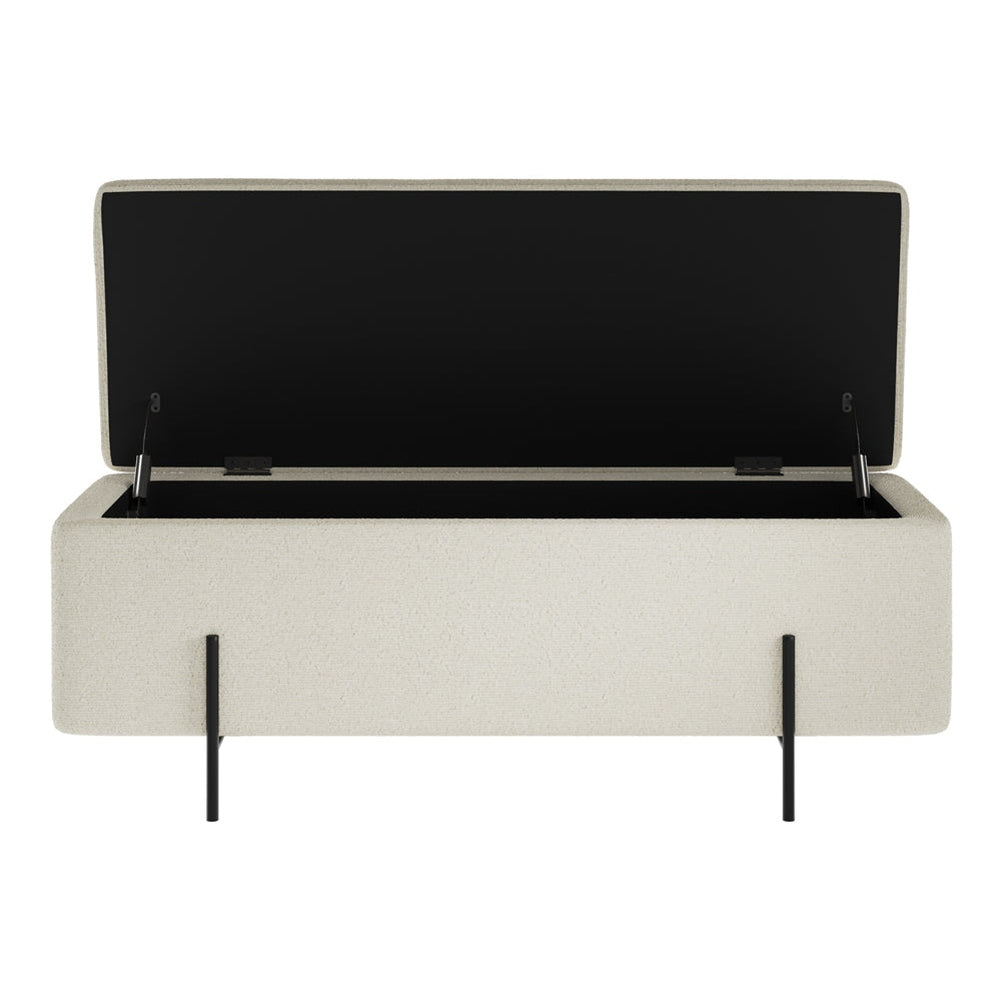 O&Co Zola Storage Ottoman in Ivory Boucle & Matte Black