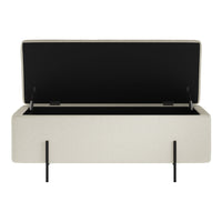 O&Co Zola Storage Ottoman in Ivory Boucle & Matte Black