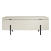 O&Co Zola Storage Ottoman in Ivory Boucle & Matte Black