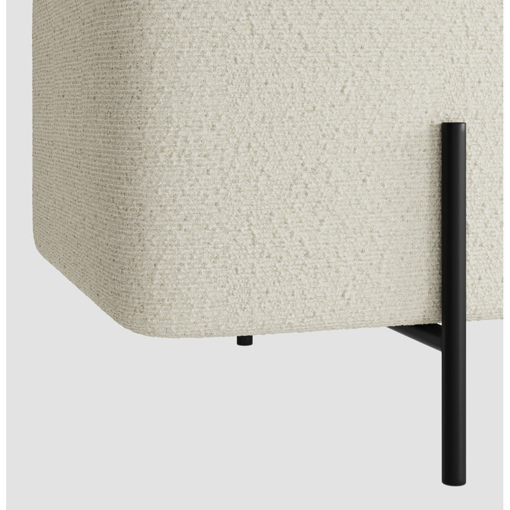 O&Co Zola Storage Ottoman in Ivory Boucle & Matte Black