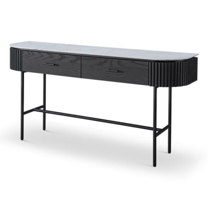Lantine Marble Console Table - Matte Black