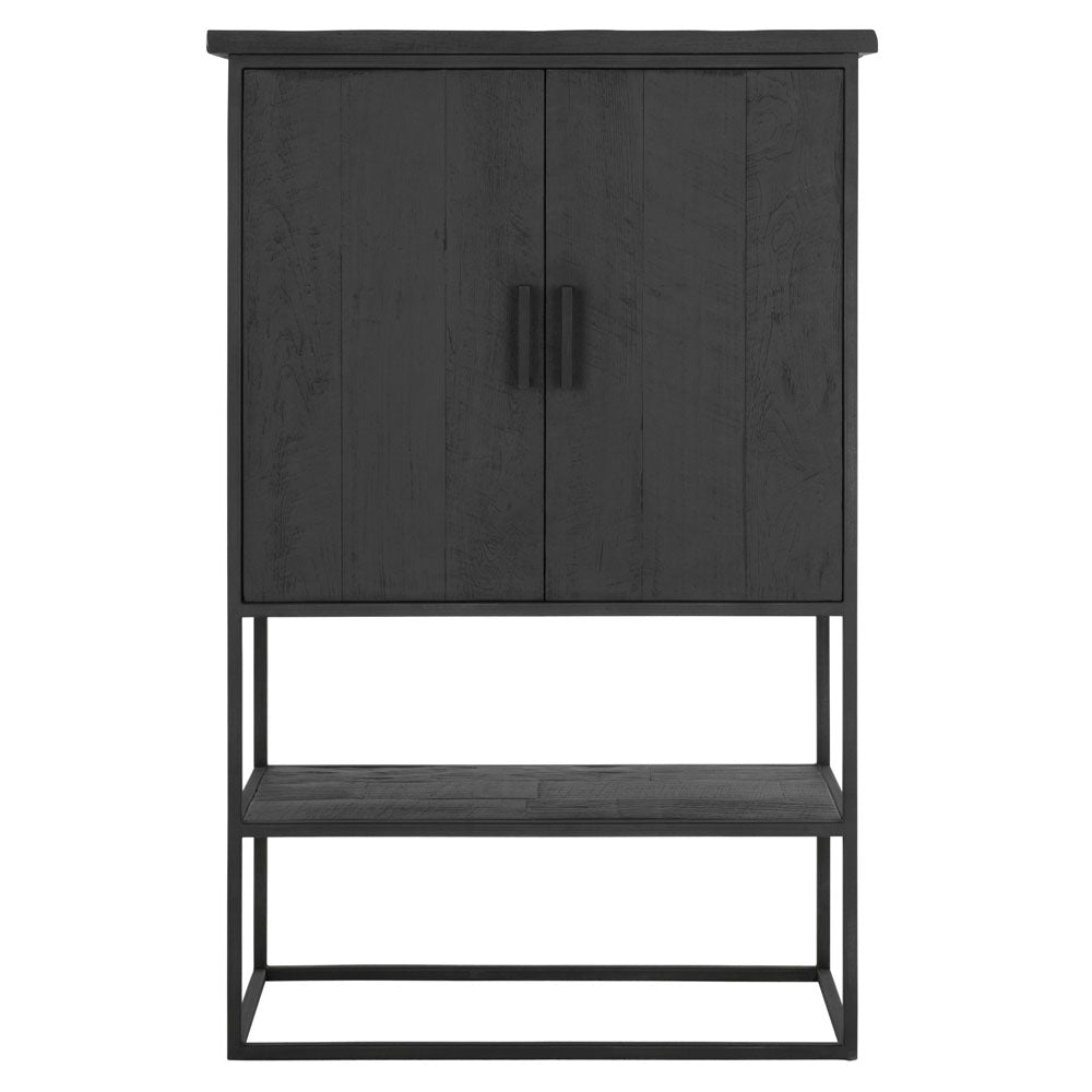  DTP Interiors-DTP Home Beam Cabinet with Open Rack in Recycled Black Teakwood-Black 621 