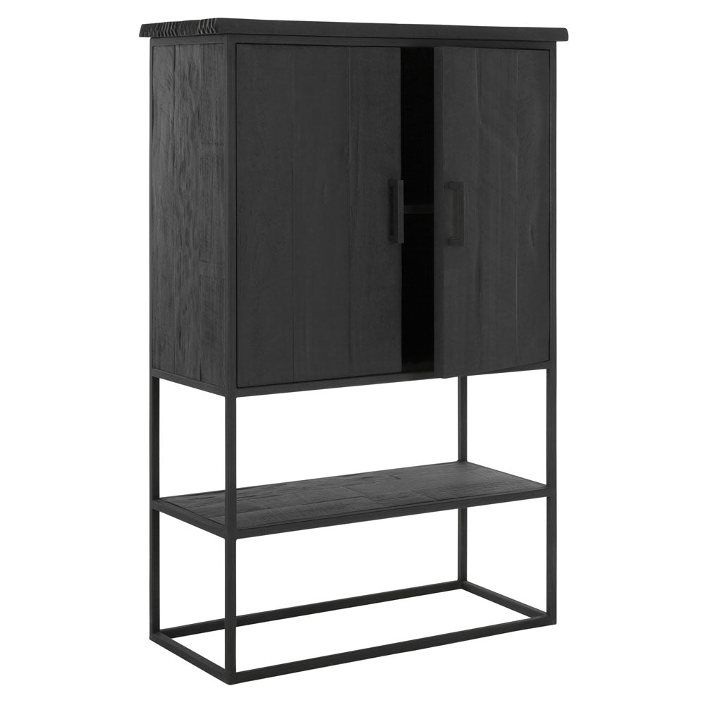  DTP Interiors-DTP Home Beam Cabinet with Open Rack in Recycled Black Teakwood-Black 013 
