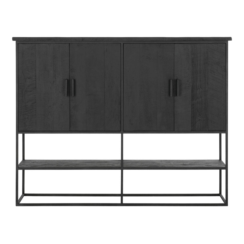  DTP Interiors-DTP Home Beam Cabinet with Open Rack in Recycled Black Teakwood-Black 965 