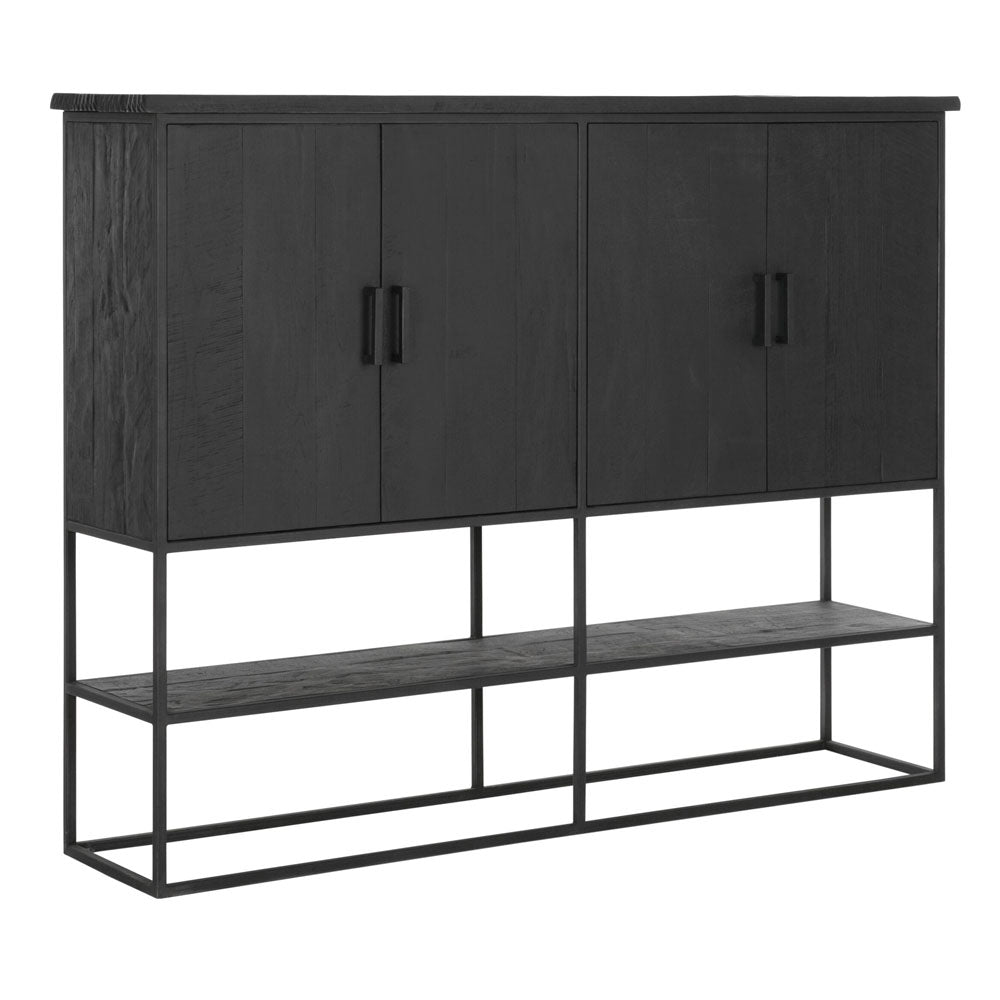  DTP Interiors-DTP Home Beam Cabinet with Open Rack in Recycled Black Teakwood-Black 213 