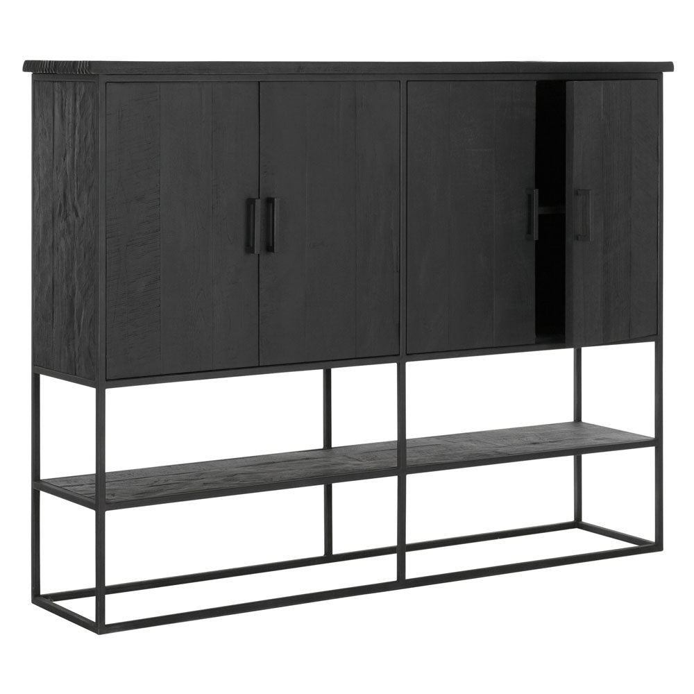  DTP Interiors-DTP Home Beam Cabinet with Open Rack in Recycled Black Teakwood-Black 733 
