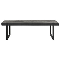 DTP Home Beam Rectangular Coffee Table with Recycled Teakwood Finish Top in Black