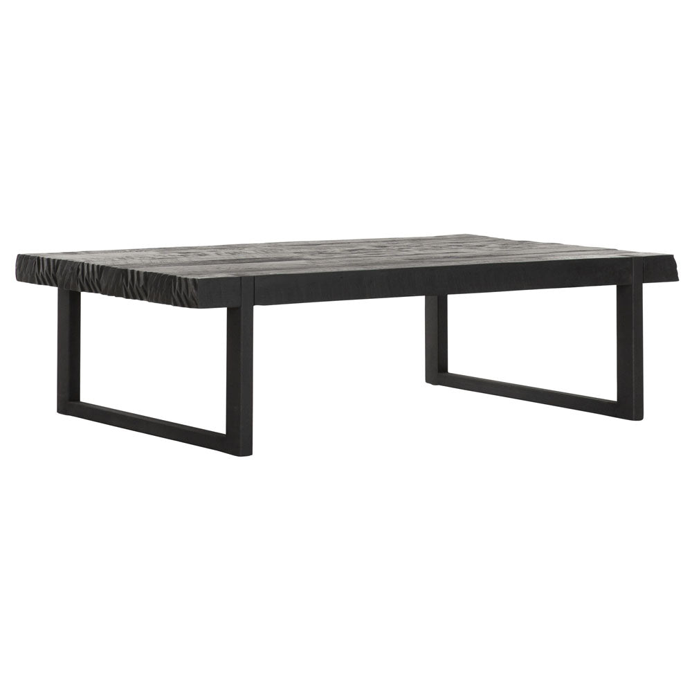  DTP Interiors-DTP Home Beam Rectangular Coffee Table with Recycled Teakwood Finish Top in Black-Black 477 