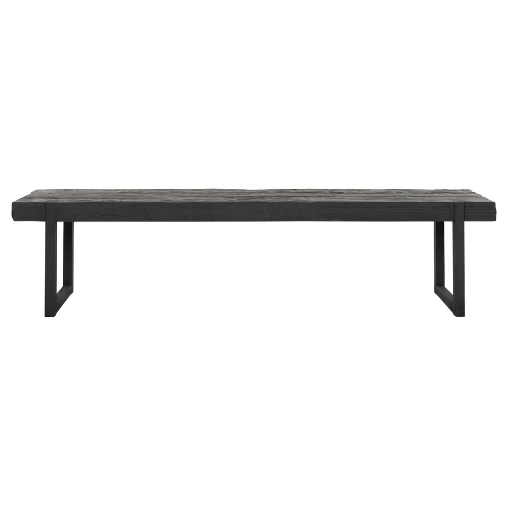 DTP Home Beam Rectangular Coffee Table with Recycled Teakwood Finish Top in Black