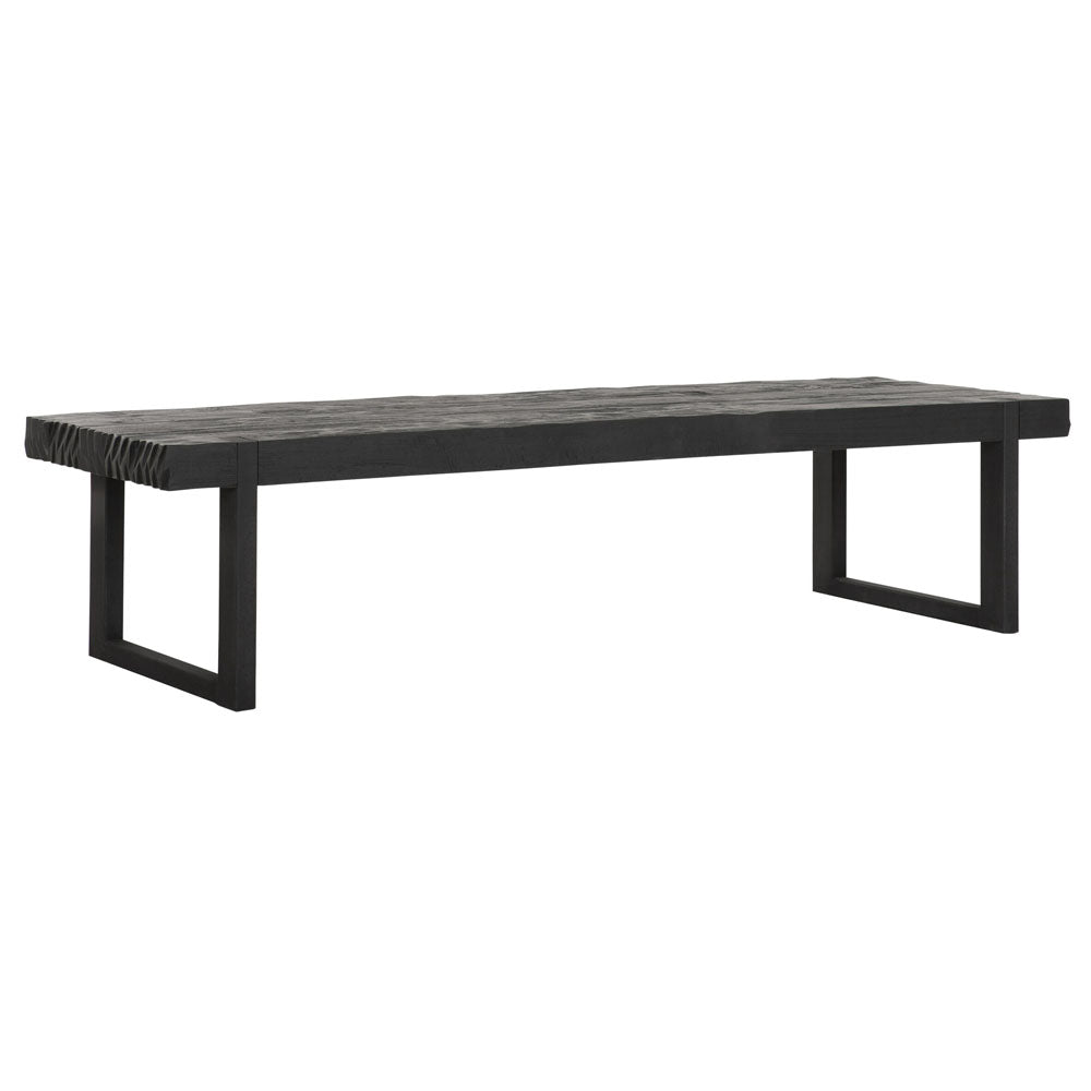 DTP Home Beam Rectangular Coffee Table with Recycled Teakwood Finish Top in Black