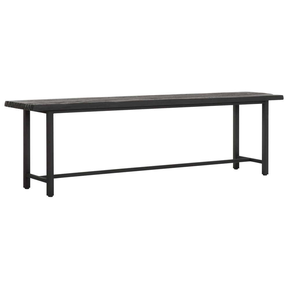 DTP Home Beam Bench with Recycled Teakwood Finish Top in Black