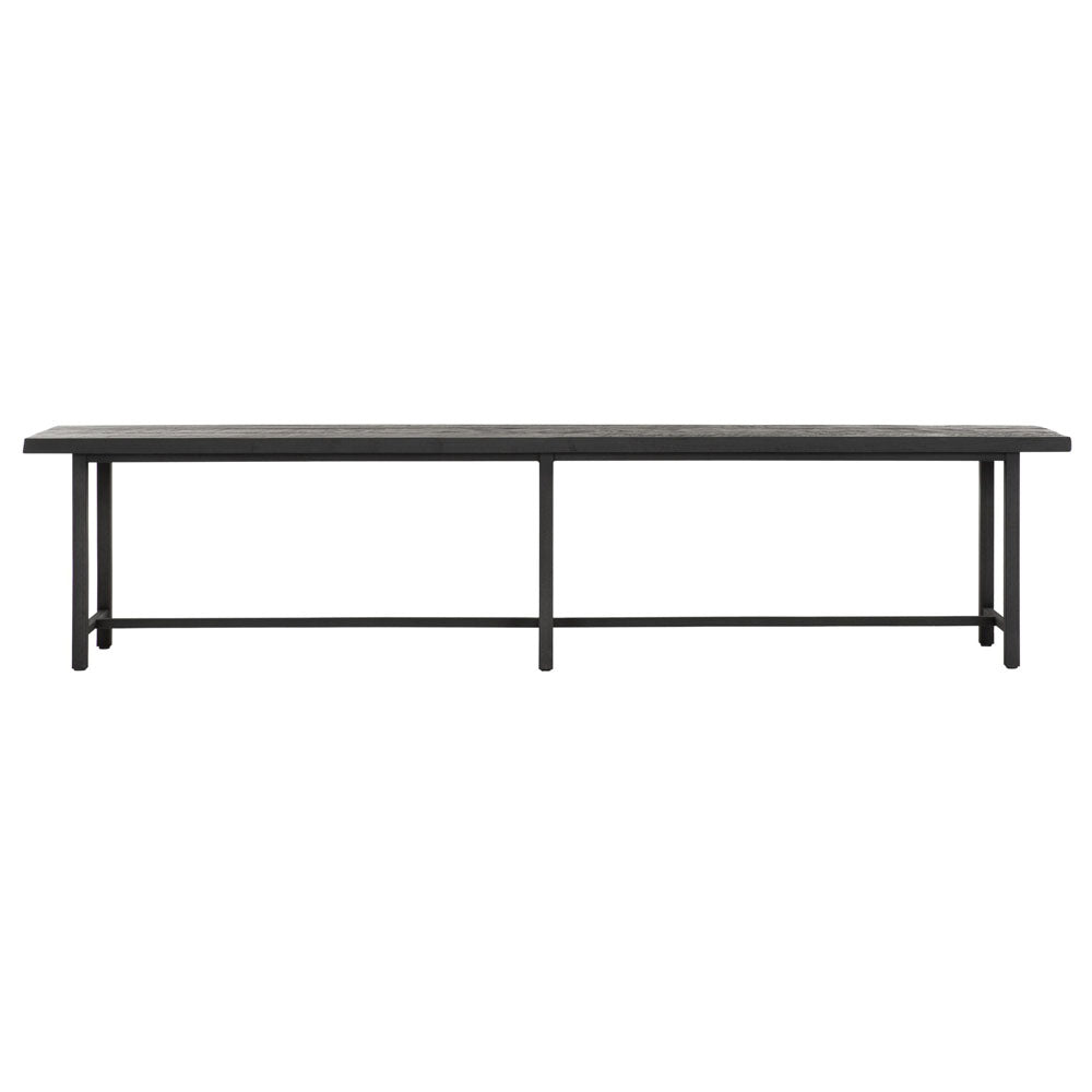 DTP Home Beam Bench with Recycled Teakwood Finish Top in Black