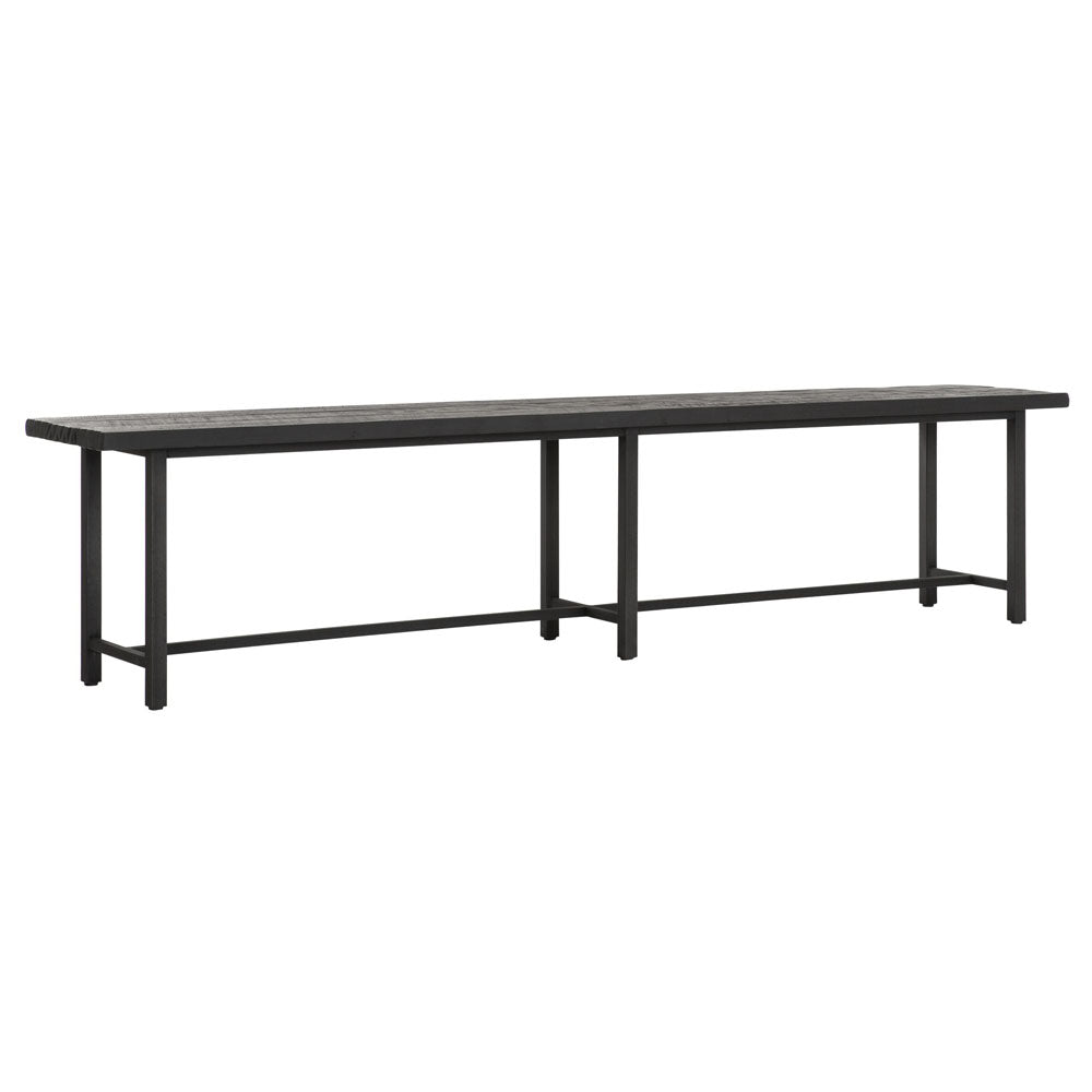 DTP Home Beam Bench with Recycled Teakwood Finish Top in Black