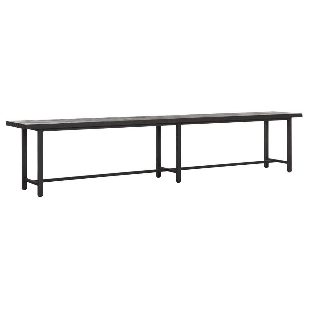 DTP Home Beam Bench with Recycled Teakwood Finish Top in Black