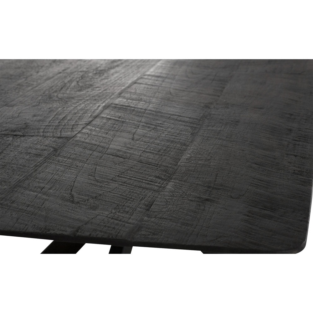 DTP Home Curves Rectangular Dining Table in Black Recycled Teakwood Finish