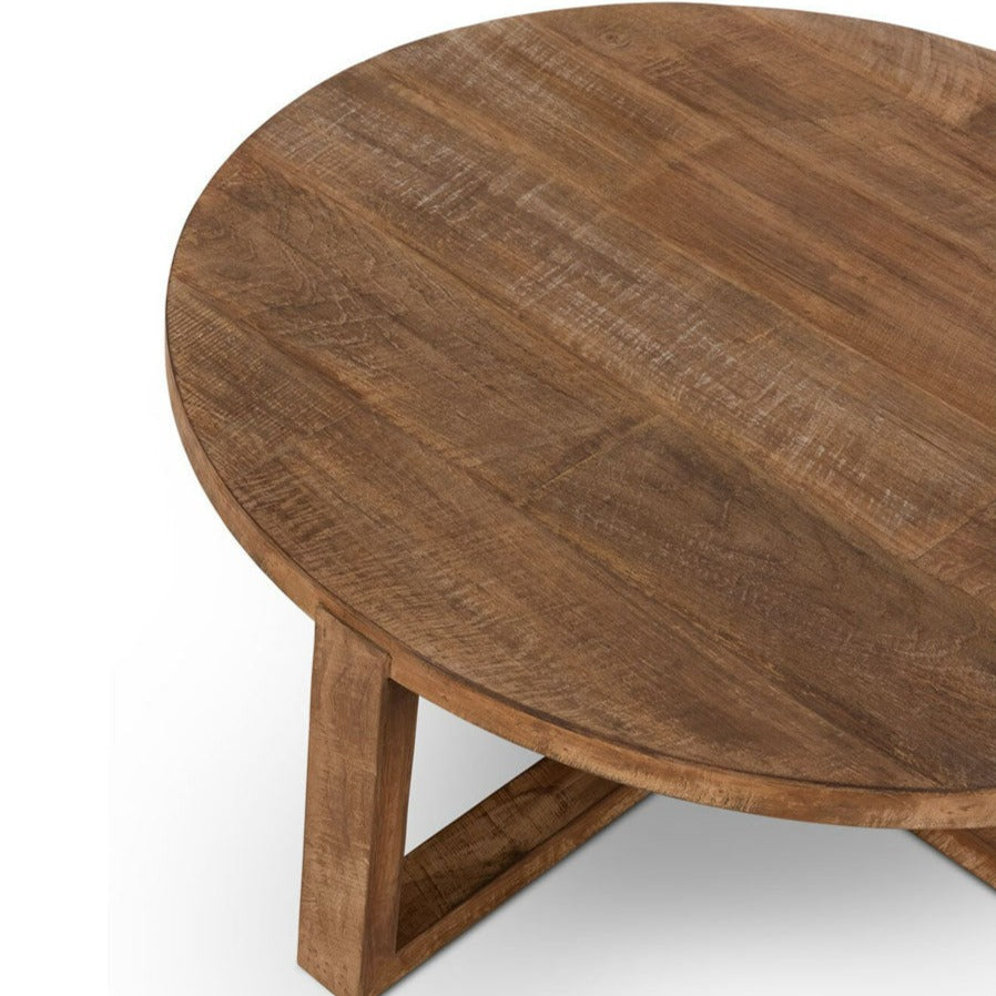  DTP Interiors-DTP Interiors Icon Round Coffee Table in Recycled Teakwood-Brown 557 