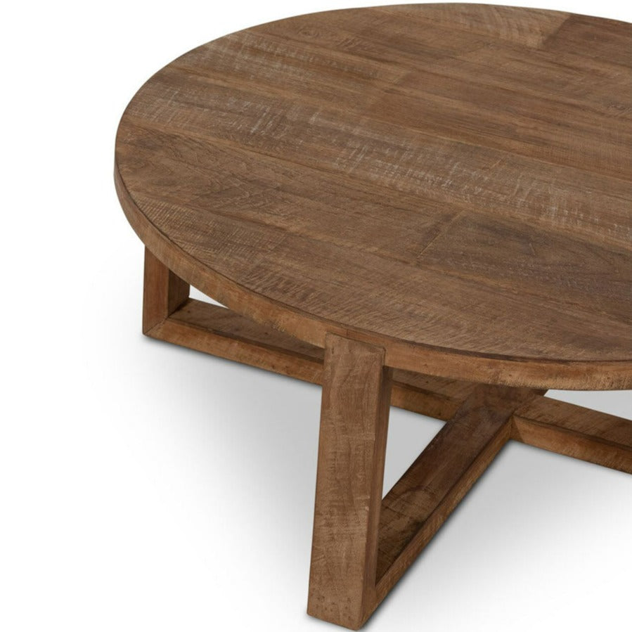  DTP Interiors-DTP Interiors Icon Round Coffee Table in Recycled Teakwood-Brown 485 