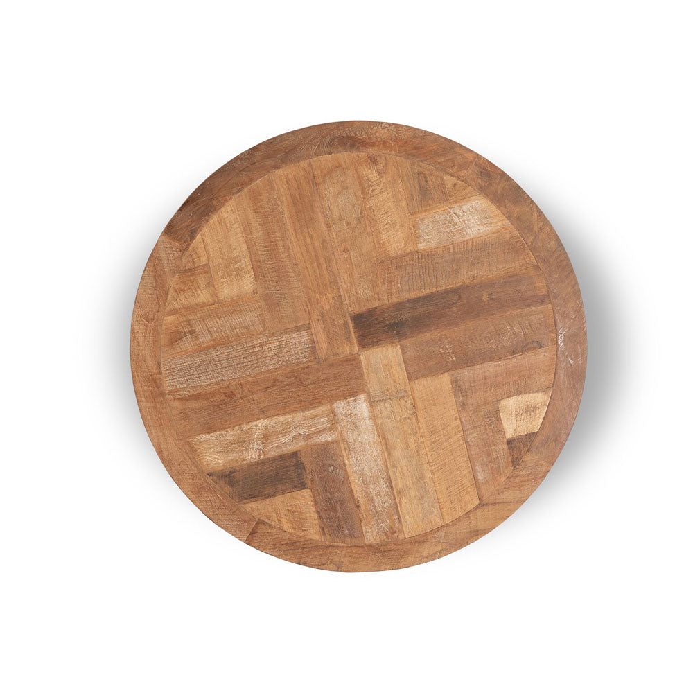  DTP Interiors-DTP Interiors Monastery Round Coffee Table in Recycled Teakwood-Brown 285 