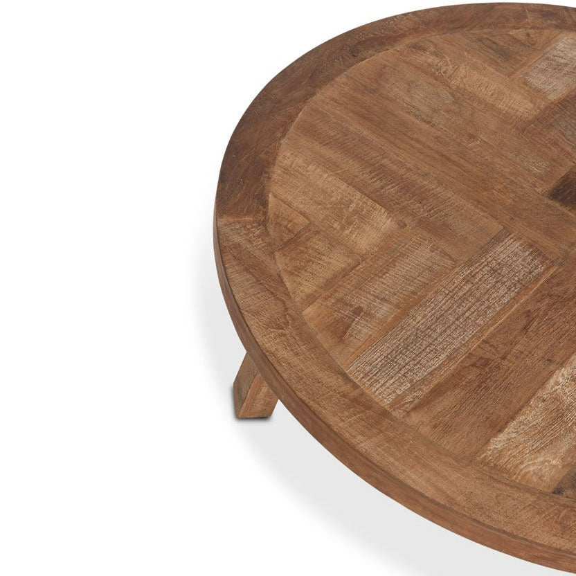  DTP Interiors-DTP Interiors Monastery Round Coffee Table in Recycled Teakwood-Brown 053 