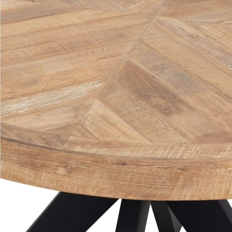 DTP Home Einstein Round Dining Table in Recycled Teakwood Finish