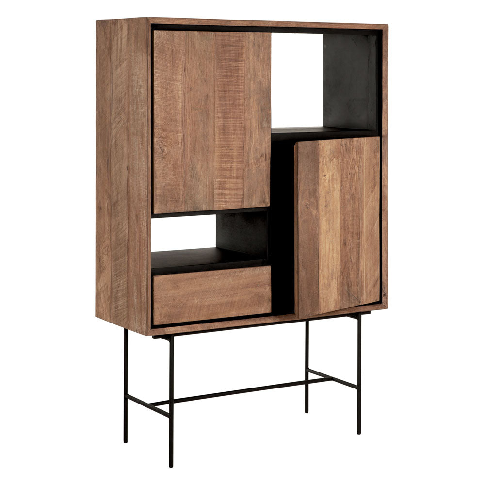 DTP Home Metropole Bookcase with Open Racks in Recycled Teakwood Finish