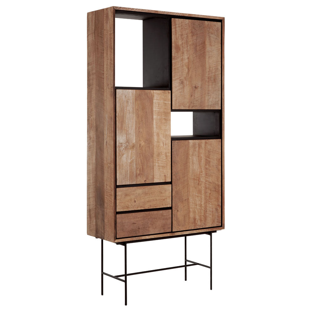 DTP Interiors-DTP Interiors Metropole High Bookcase with 3 Doors and 2 Drawers-Brown 805 