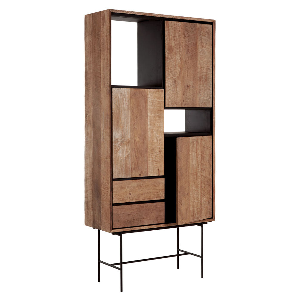 DTP Home Metropole Bookcase with Open Racks in Recycled Teakwood Finish