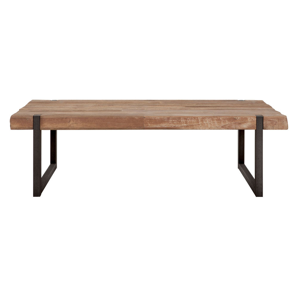  DTP Interiors-DTP Home Beam Rectangular Coffee Table with Recycled Teakwood Finish Top-Brown 949 