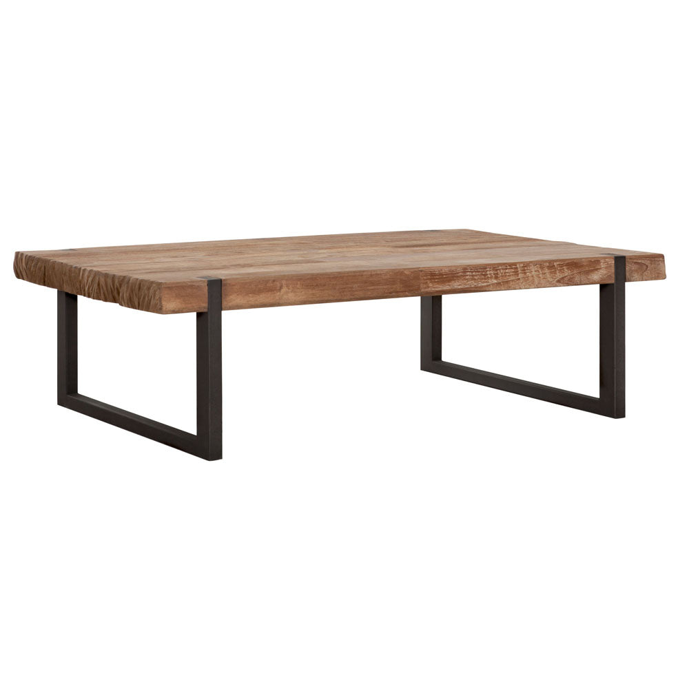 DTP Home Beam Rectangular Coffee Table with Recycled Teakwood Finish Top