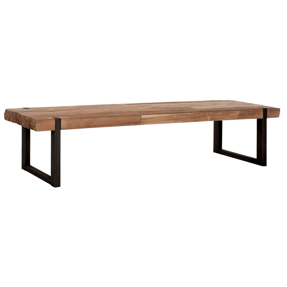 DTP Home Beam Rectangular Coffee Table with Recycled Teakwood Finish Top