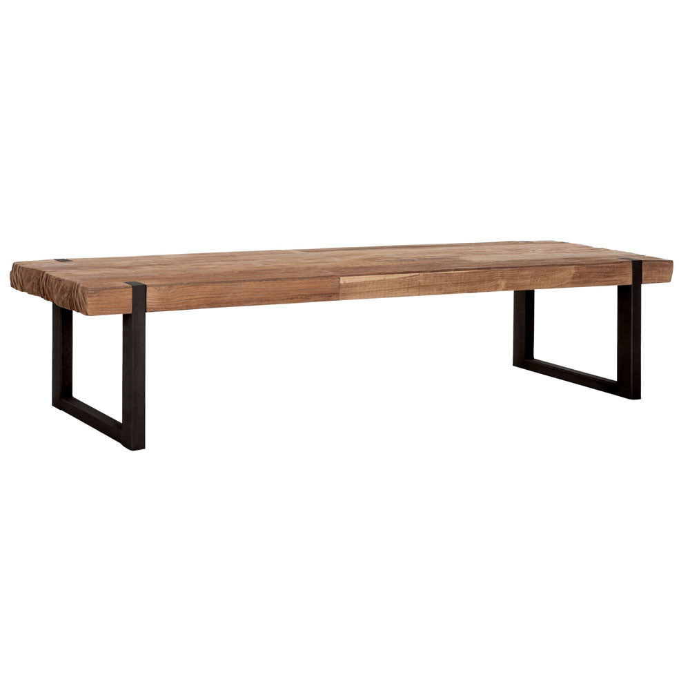  DTP Interiors-DTP Home Beam Rectangular Coffee Table with Recycled Teakwood Finish Top-Brown 157 