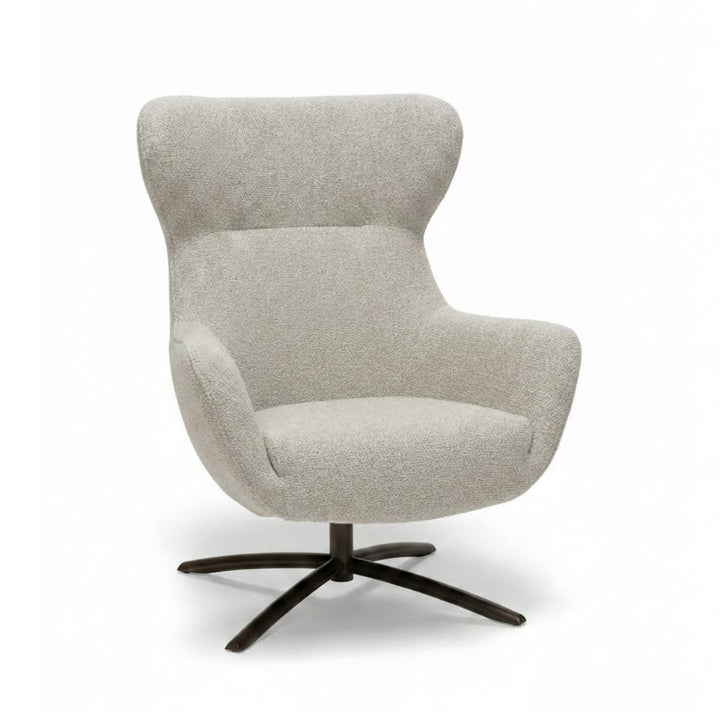 Layla Beige Monza Melange Swivel Accent Chair - Anodic Brown