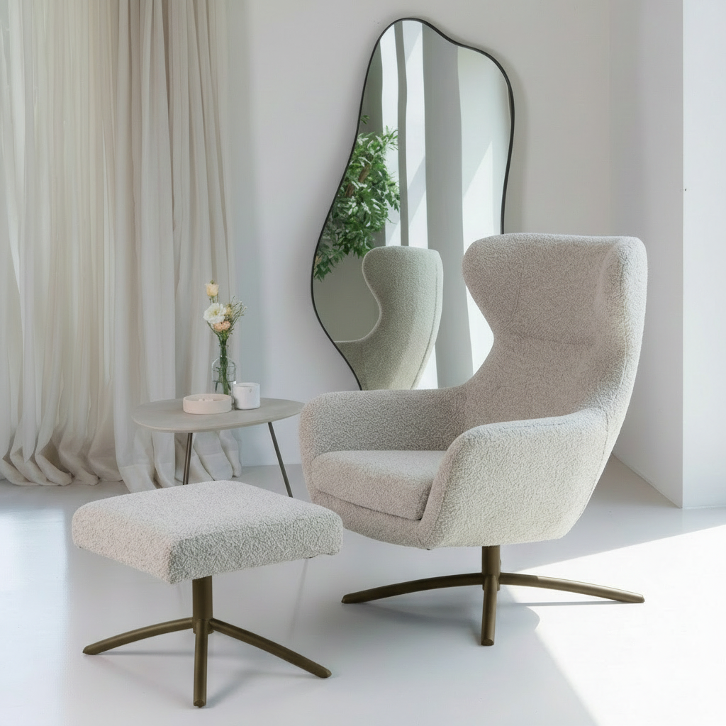 Layla Beige Monza Melange Footstool - Anodic Brown