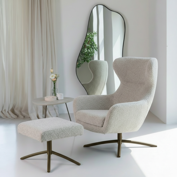 Layla Beige Monza Melange Footstool - Anodic Brown