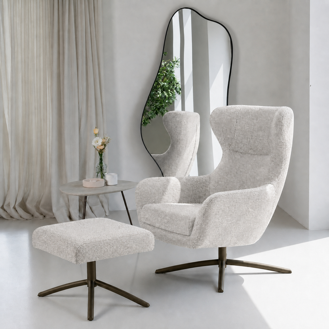 Layla Cream Monza Footstool - Anodic Brown