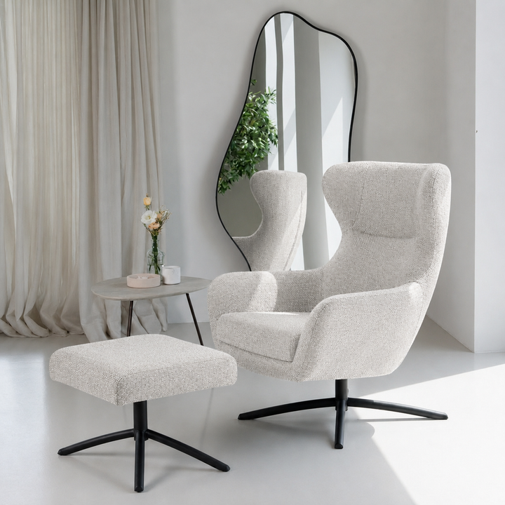 Layla Cream Monza Footstool - Black