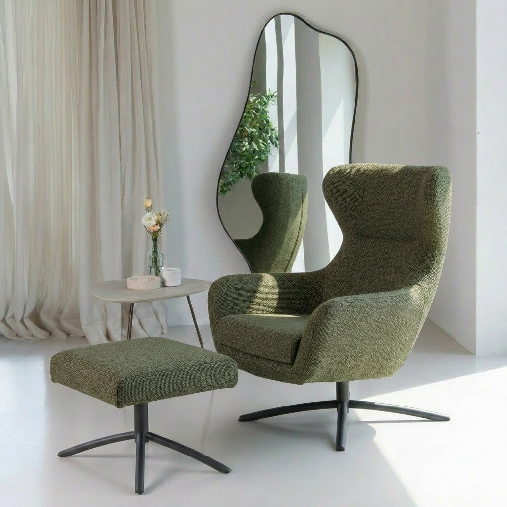 Layla Green Monza Melange Footstool - Black