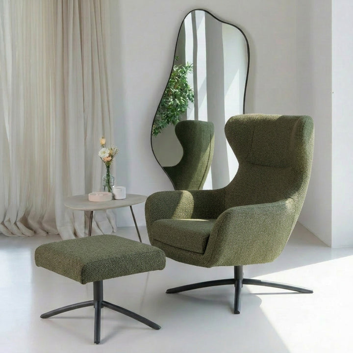 Layla Green Monza Melange Footstool - Black
