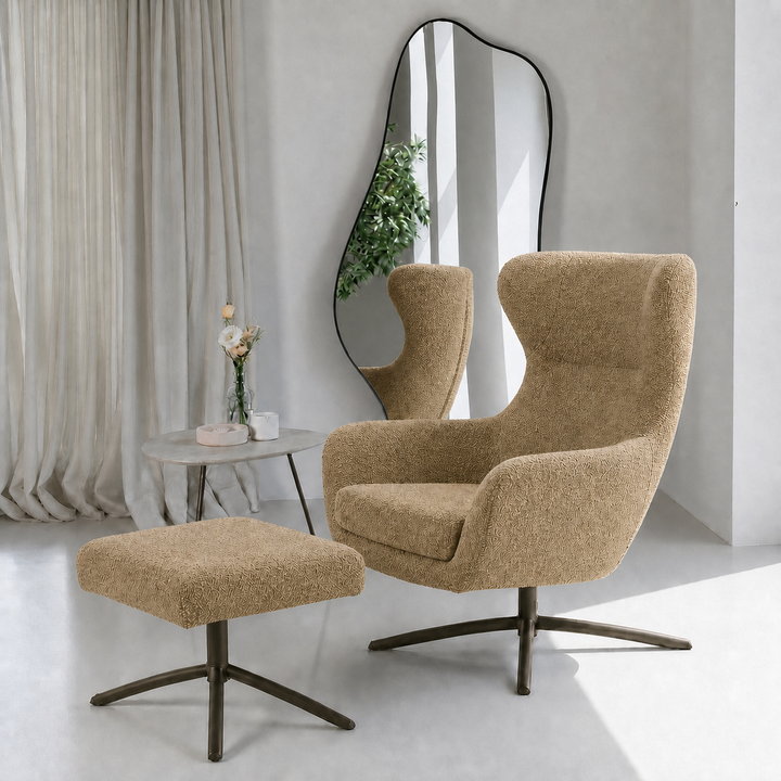 Layla Mustard Monza Melange Footstool - Black